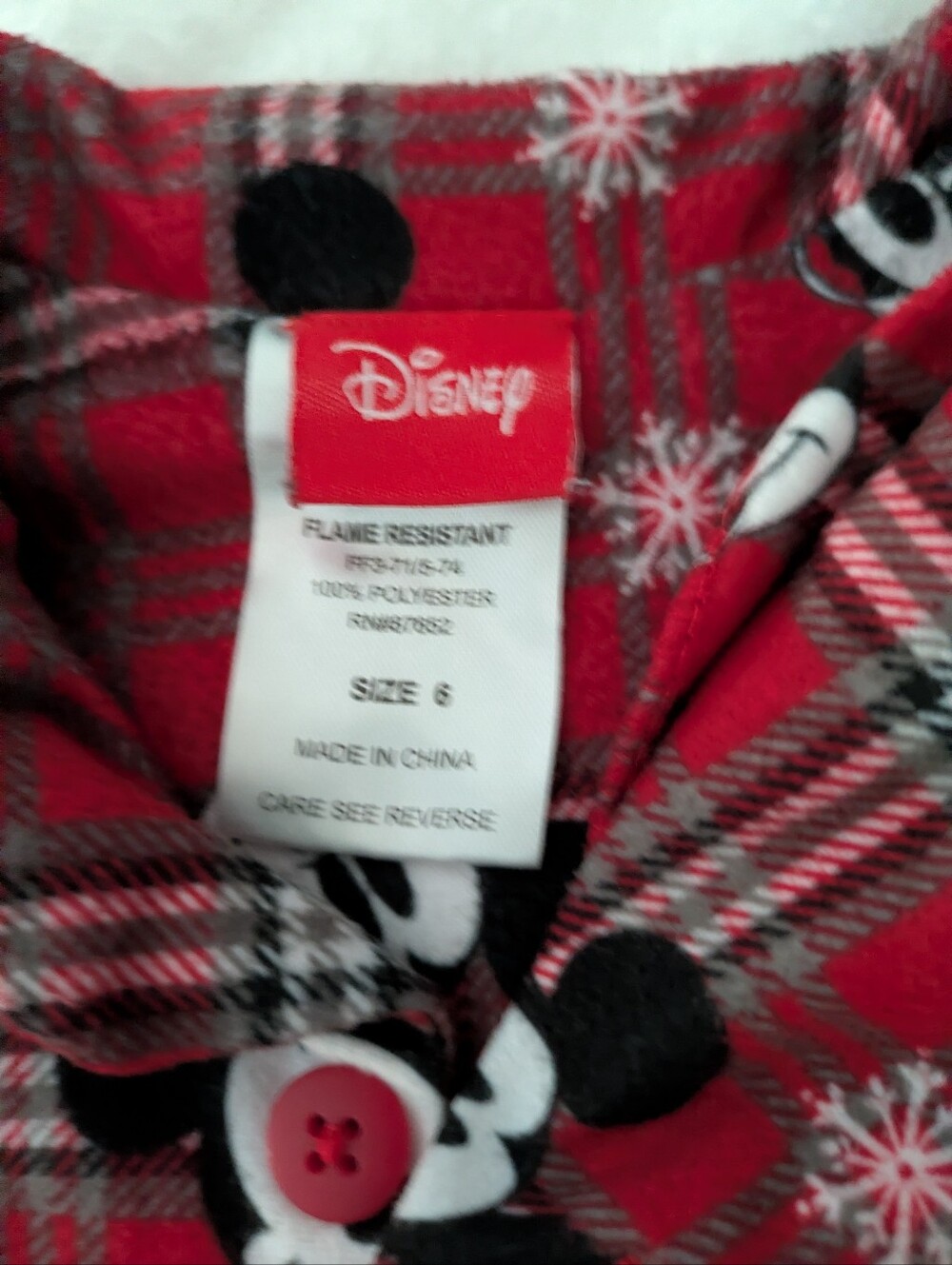 GUC Mickey Mouse Christmas winter snow plaid flannel shirt and pants pajama set - Picture 2 of 7